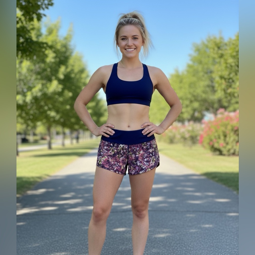 Lululemon Speed Up Short High-Rise 2.5" Size 12 Abstract Floral Multi-Color Navy